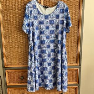 Ashley Blue Mosaic Print Dress